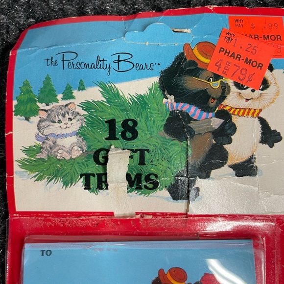 Eureka The Personality Bears Vintage Christmas Gift tags 80s Teddy Bears Ponies - Picture 4 of 6